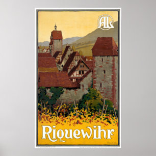 Póster Viaje a la antigua Riquewihr Francia