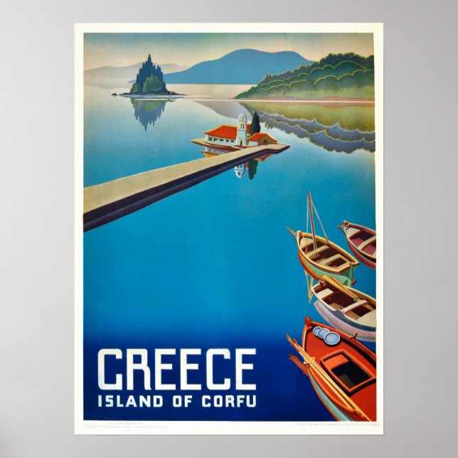 Póster Viaje a la isla Corfú de Grecia (Frente)
