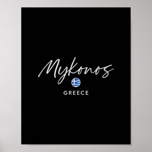 Póster Viaje a la isla de Mykonos Grecia Escape de verano