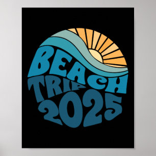 Póster Viaje a la playa 2025 Familia unida verano vacacio