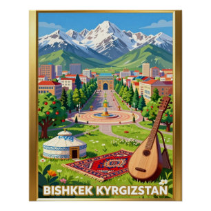 Póster Viaje a las montañas kirguisas de Bishkek