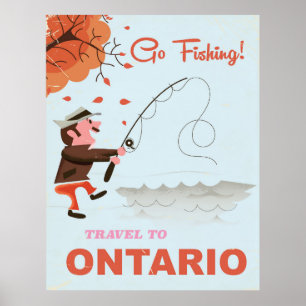 Póster Viaje a las vacaciones de pesca en Ontario.