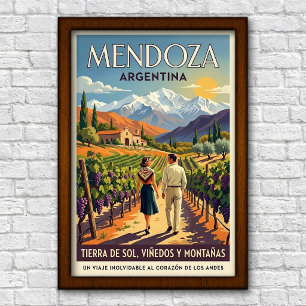 Póster Viaje a Mendoza, Argentina de la década de 1960