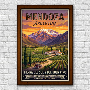 Póster Viaje a Mendoza, Argentina de la década de 1960