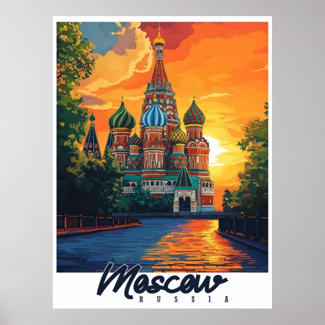 Póster Viaje a Moscú, Rusia (Frente)