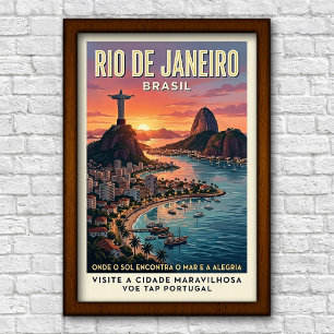 Póster Viaje a Río de Janeiro, Brasil años 60