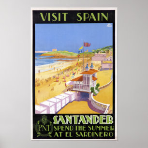 Póster Viaje a Santander España Viaje de Vintage