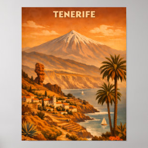 Póster Viaje a Tenerife Isla Canarias Monte Teide