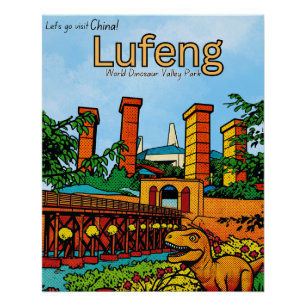 Póster viaje a Valle de los Dinosaurios Lufeng China 