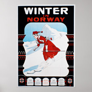 Póster Viaje al esquí de invierno en Noruega