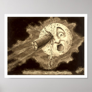 Póster Viaje al ilustracion Moon 1902