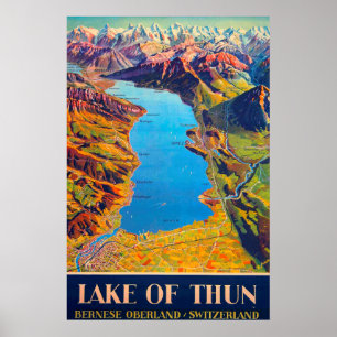 Póster Viaje al lago de Thun Suiza