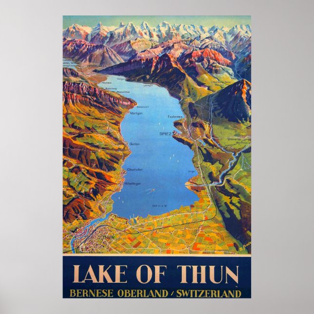 Póster Viaje al lago de Thun Suiza (Frente)