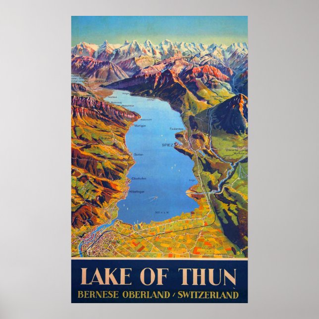Póster Viaje al lago de Thun Suiza (Frente)