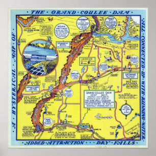 Póster Viaje al mapa histérico de la represa del Gran Con