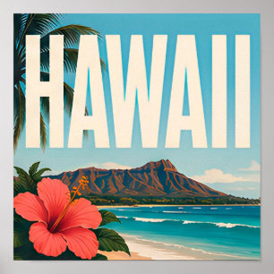 Póster Viaje al paraíso de la isla de Hawái