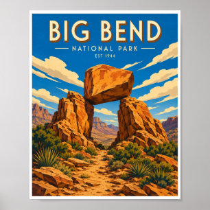 Póster Viaje al Parque Nacional Big Bend Vintage