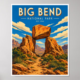Póster Viaje al Parque Nacional Big Bend Vintage