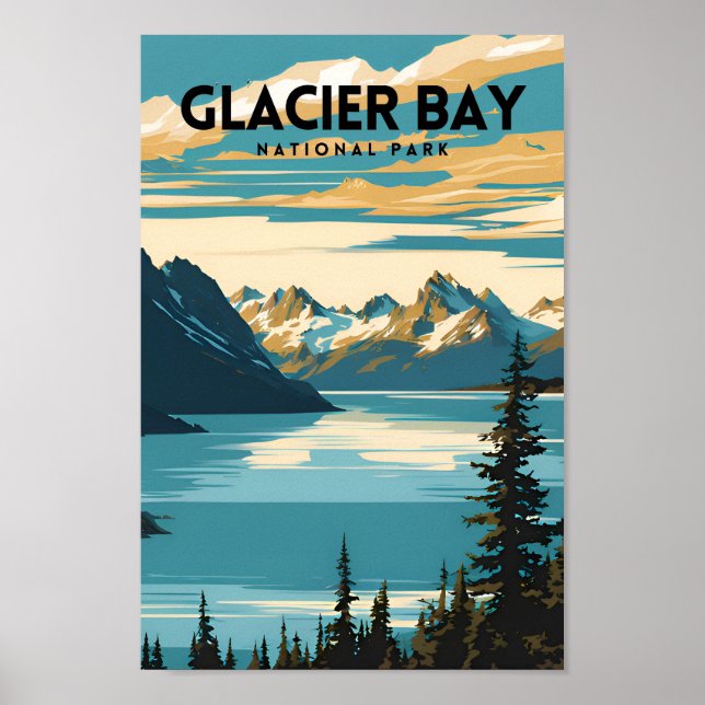 Póster Viaje al Parque Nacional de la Bahía del Glaciar (Frente)