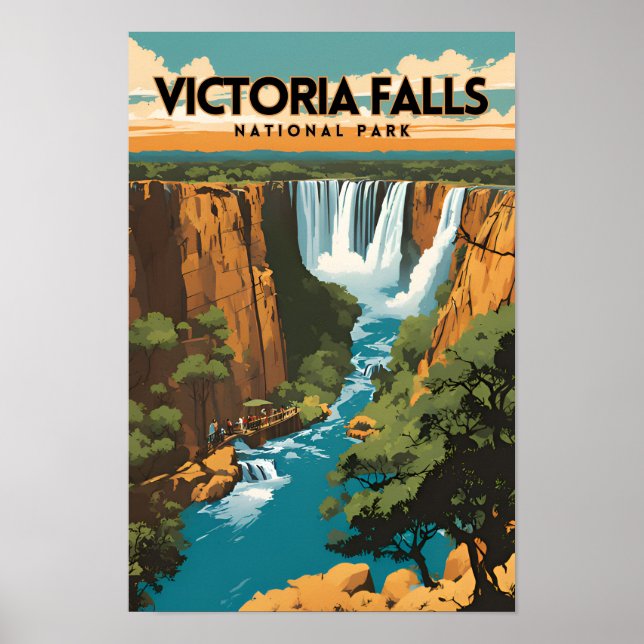Póster Viaje al Parque Nacional de las Cataratas Victoria (Frente)