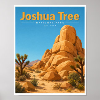 Póster Viaje al Parque Nacional Joshua Tree Vintage