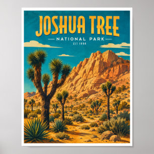 Póster Viaje al Parque Nacional Joshua Tree Vintage