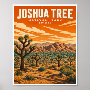 Póster Viaje al Parque Nacional Joshua Tree Vintage