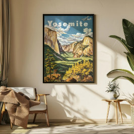 Póster Viaje al Parque Nacional Retro Yosemite