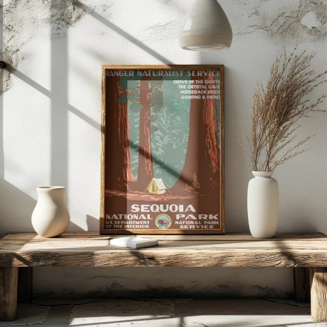 Póster Viaje al Parque Nacional Sequoia Vintage Retro (Subido por el creador)