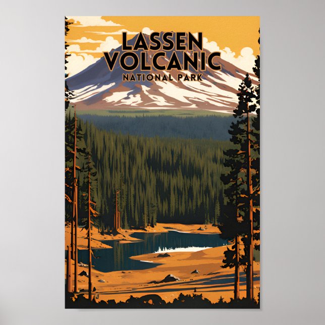 Póster Viaje al Parque Nacional Volcánico de Lassen (Frente)