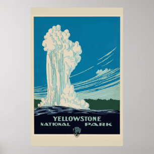 Póster Viaje al Parque Nacional Yellowstone Vintage