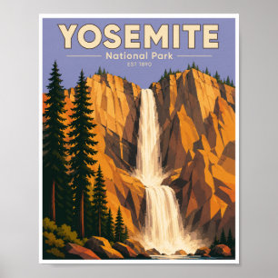 Póster Viaje al Parque Nacional Yosemite Nevada Fall Vint