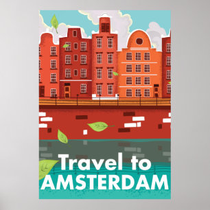 Póster Viaje al poster del vintage de Amsterdam