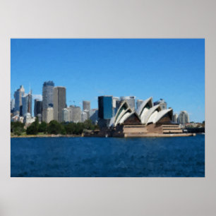 Póster Viaje al Teatro de la Ópera de Sydney Vintage