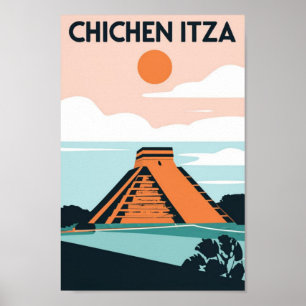 Póster Viaje al templo maya Chichén Itza en México