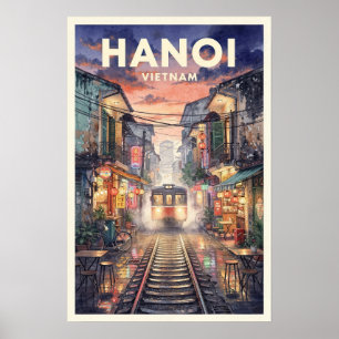 Póster Viaje Antiguo a Hanoi Vietnam