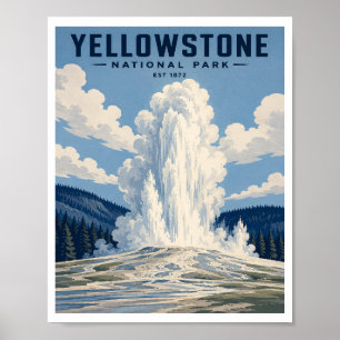 Póster Viaje Antiguo al Parque Nacional Yellowstone