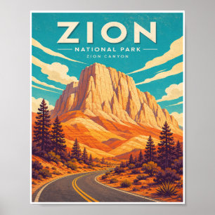Póster Viaje Antiguo al Parque Nacional Zion