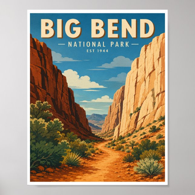 Póster Viaje Antiguo Parque Nacional Big Bend (Frente)