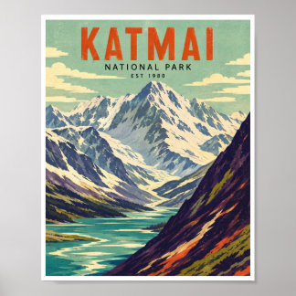 Póster Viaje Antiguo Parque Nacional Katmai