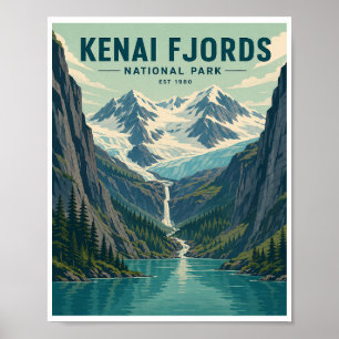Póster Viaje Antiguo Parque Nacional Kenai Fjords