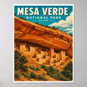 Póster Viaje Antiguo Parque Nacional Mesa Verde