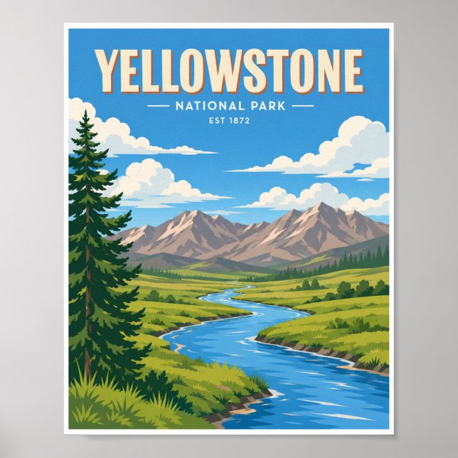 Póster Viaje Antiguo Parque Nacional Yellowstone (Frente)