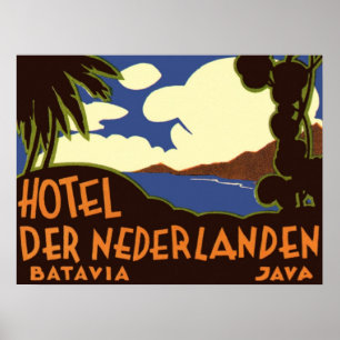 Póster Viaje Antiguo Yakarta Indonesia Hotel Nederlanden