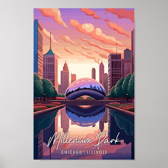 Póster Viaje artístico en Millenium Park Chicago Illinois (Frente)