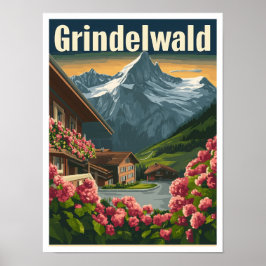 Póster Viaje artístico en Suiza Grindelwald