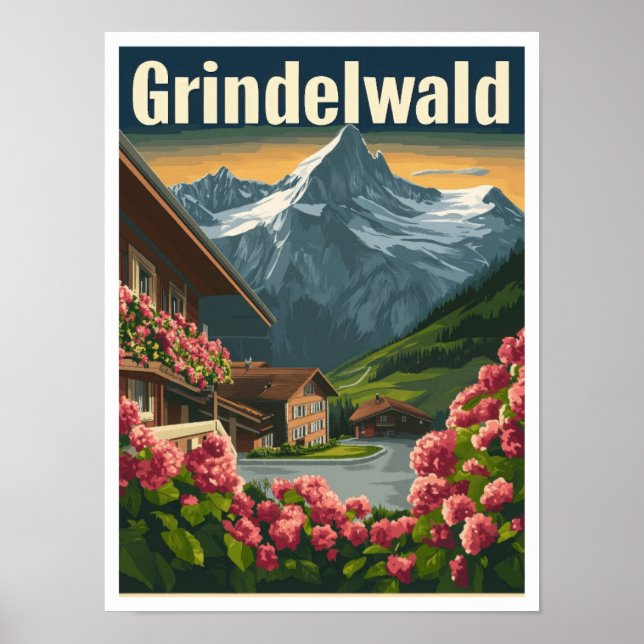 Póster Viaje artístico en Suiza Grindelwald (Frente)