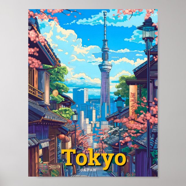 Póster Viaje artístico japonés de Tokio (Frente)