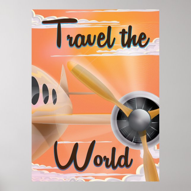 Póster Viaje con el poster del avión World Classic (Frente)