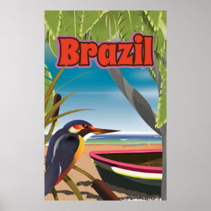 Póster Viaje con tarjeta postal de playa de Brasil